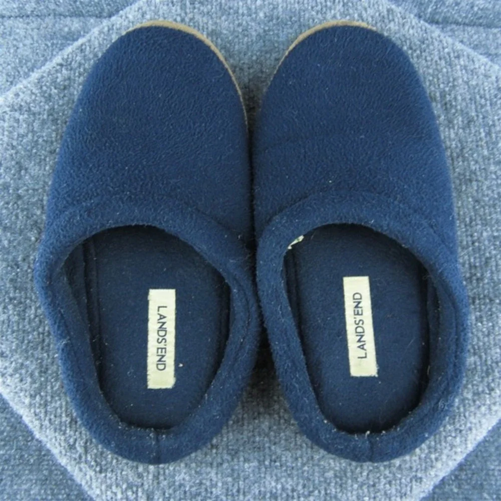 Lands' End Scuffs Men Slip-On Slipper‎ Blue Fabric Slip On Size 8 Medium